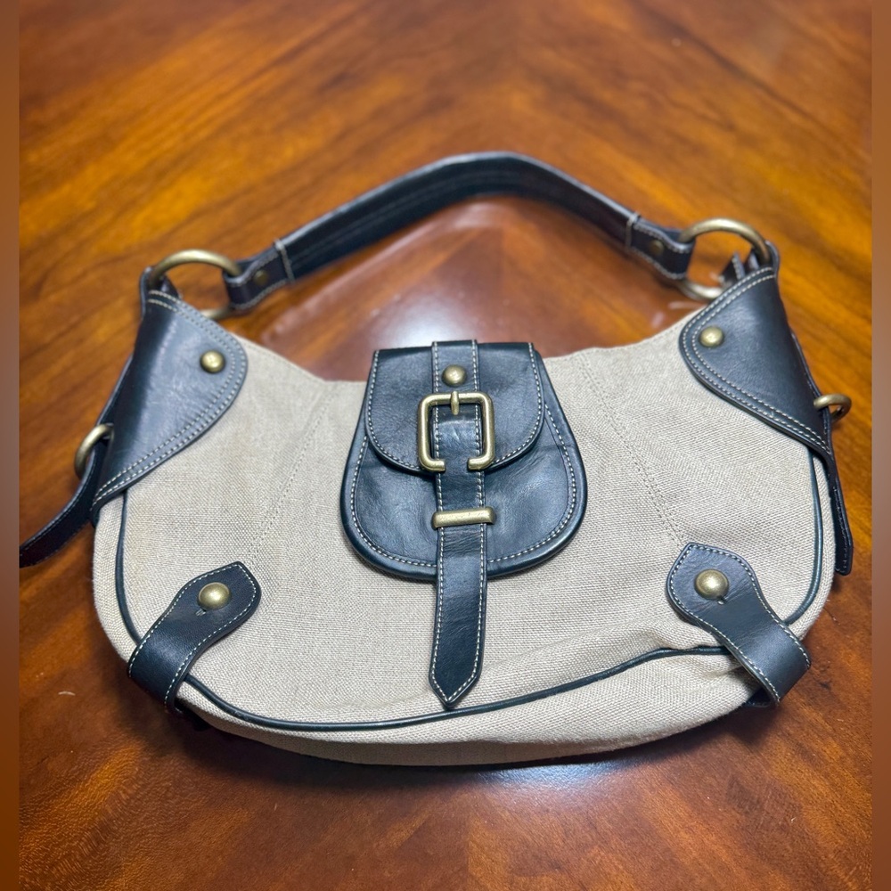Kenneth Cole Black and Cream Hobo Bag
